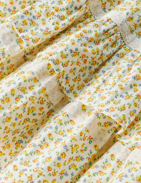 Robe à petites fleurs et dentelle - Petite rose jaune maïs Robe à petites fleurs et dentelle - Petite rose jaune maïs