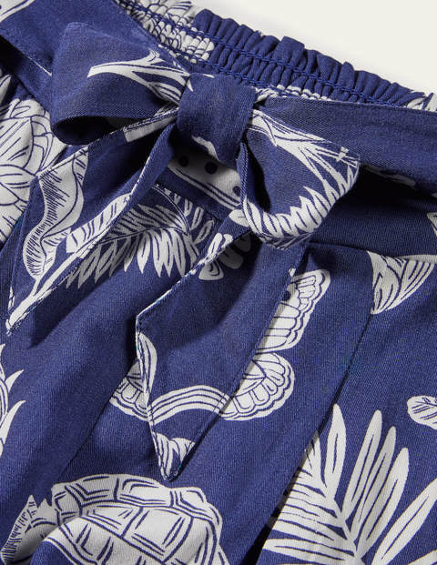 Tie Waist Printed Pants - Starboard Blue Botanical Tie Waist Printed Pants - Starboard Blue Botanical
