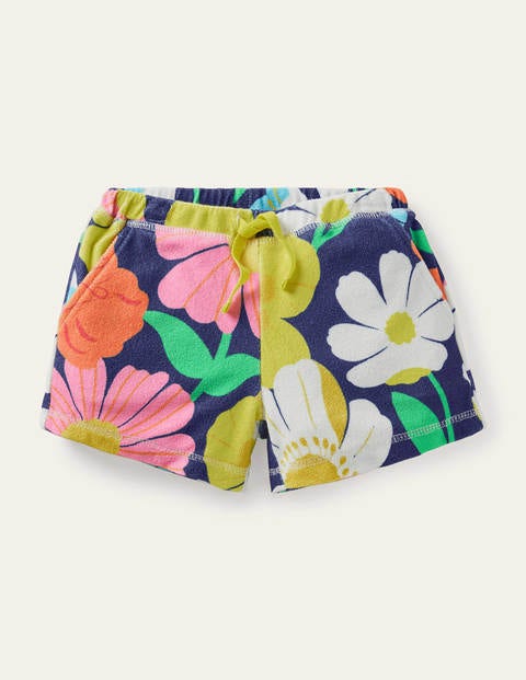 Frottee-Shorts - Bunt, Märchenhaftes Blumenmuster Frottee-Shorts - Bunt, Märchenhaftes Blumenmuster