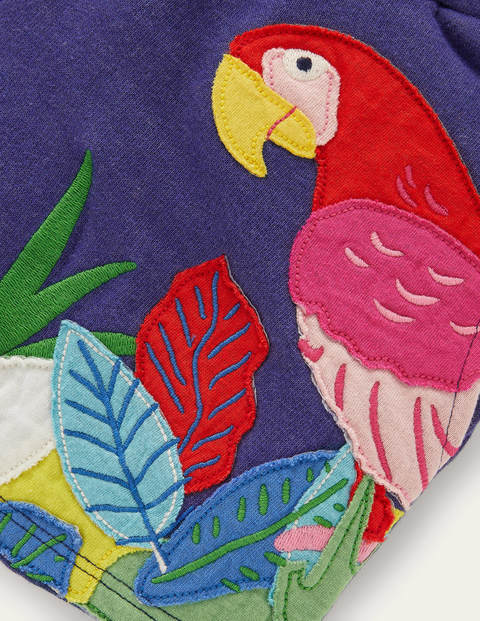 Appliqué Jersey Shorts - Starboard Blue Birds Appliqué Jersey Shorts - Starboard Blue Birds