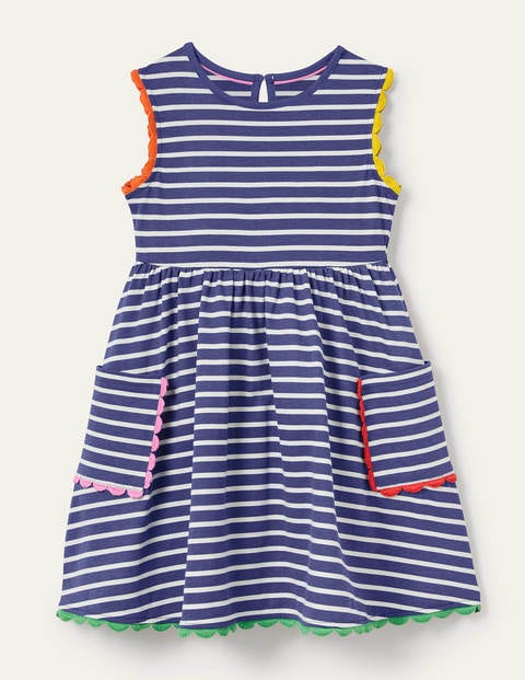 Trim Detail Jersey Dress - Starboard Blue/ Ivory Trim Detail Jersey Dress - Starboard Blue/ Ivory
