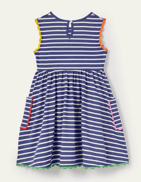 Trim Detail Jersey Dress - Starboard Blue/ Ivory Trim Detail Jersey Dress - Starboard Blue/ Ivory
