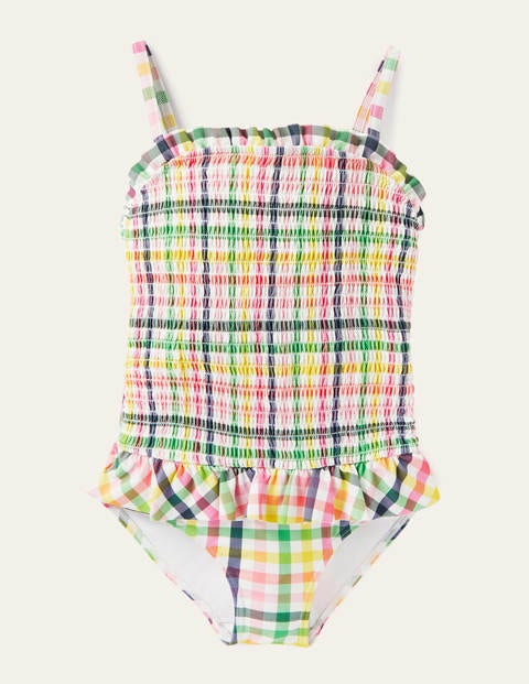 Maillot de bain rétro à smocks - Vichy arc-en-ciel multi Maillot de bain rétro à smocks - Vichy arc-en-ciel multi