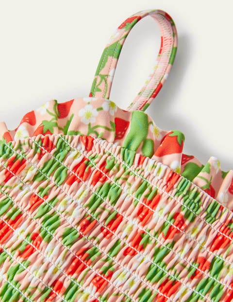 Nostalgic Smocked Swimsuit - Boto Pink Strawberries Nostalgic Smocked Swimsuit - Boto Pink Strawberries