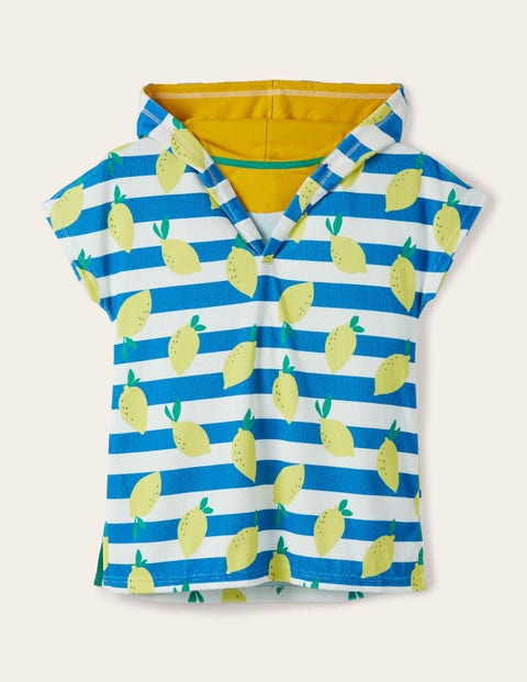 Fun Towelling Poncho - Ivory/ Moroccan Blue Lemons Fun Towelling Poncho - Ivory/ Moroccan Blue Lemons