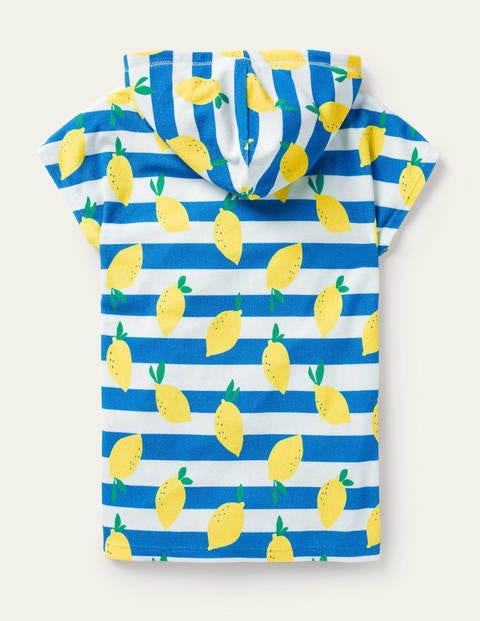 Fun Towelling Poncho - Ivory/ Moroccan Blue Lemons Fun Towelling Poncho - Ivory/ Moroccan Blue Lemons