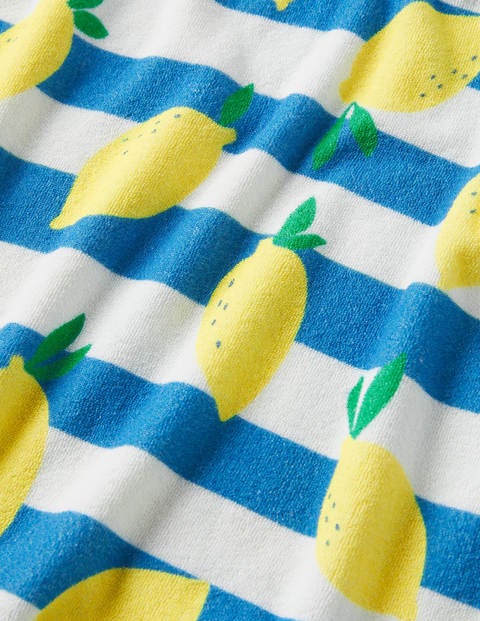 Fun Towelling Poncho - Ivory/ Moroccan Blue Lemons Fun Towelling Poncho - Ivory/ Moroccan Blue Lemons