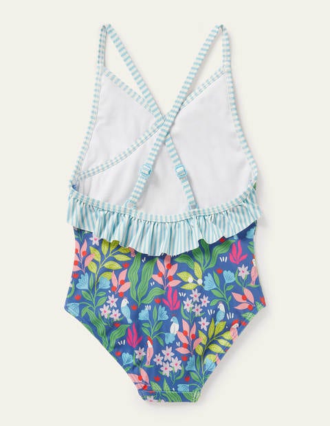 Wrap Front Swimsuit - Venice Blue Tropical Garden Wrap Front Swimsuit - Venice Blue Tropical Garden