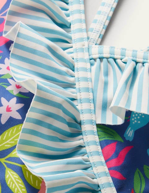 Wrap Front Swimsuit - Venice Blue Tropical Garden Wrap Front Swimsuit - Venice Blue Tropical Garden