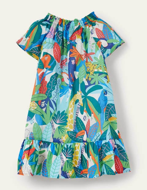 Smocked Printed Kaftan - Multi Endangered Jungle Smocked Printed Kaftan - Multi Endangered Jungle