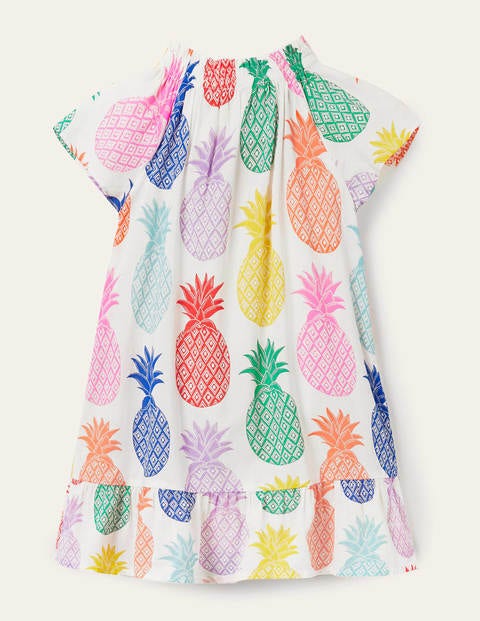 Smocked Printed Kaftan - Multi Giant Pineapple Geo Smocked Printed Kaftan - Multi Giant Pineapple Geo