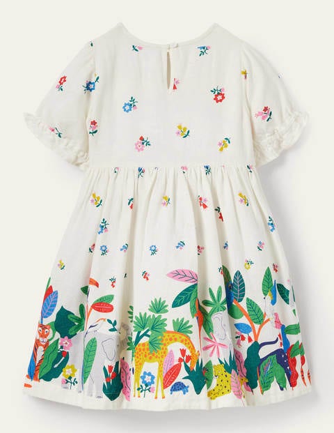 Robe tissée à ourlet imprimé - Jungle ivoire Robe tissée à ourlet imprimé - Jungle ivoire