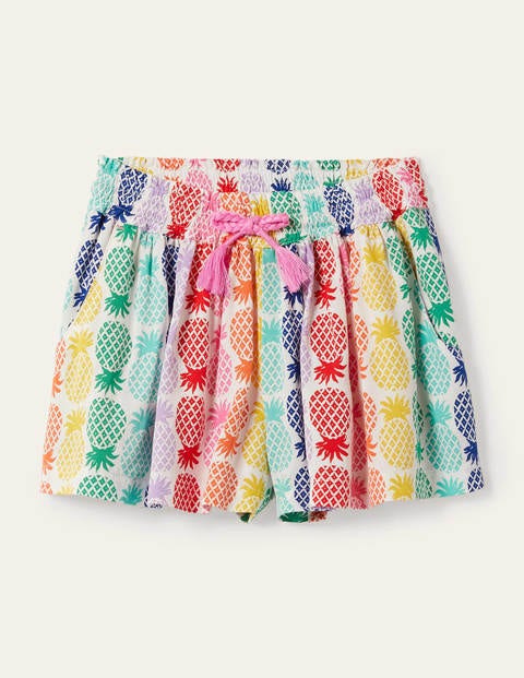 Printed Woven Shorts - Multi Rainbow Pineapple Geo