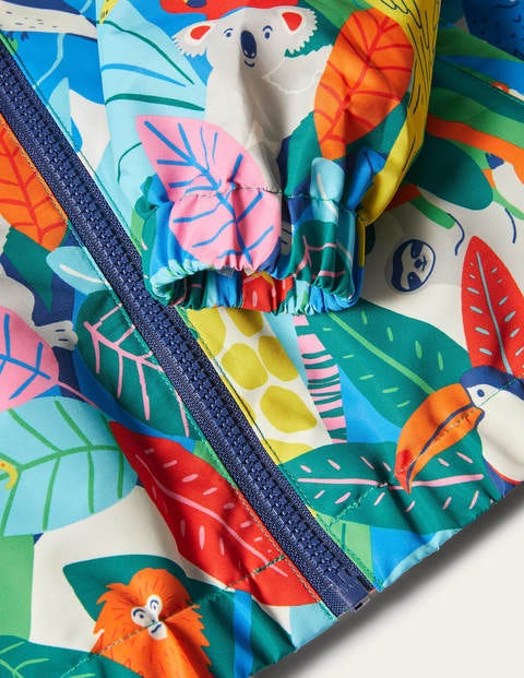 Jersey Lined Printed Rain Mac - Multi Endangered Jungle Jersey Lined Printed Rain Mac - Multi Endangered Jungle