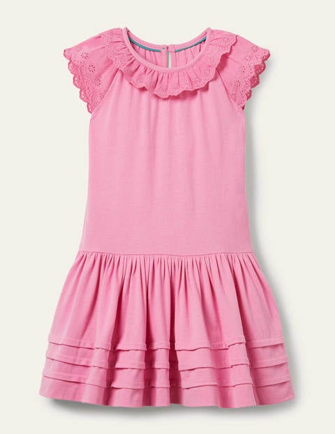 Broderie Detail Jersey Dress - Plum Blossom Pink Broderie Detail Jersey Dress - Plum Blossom Pink