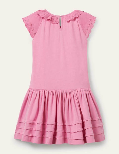 Broderie Detail Jersey Dress - Plum Blossom Pink Broderie Detail Jersey Dress - Plum Blossom Pink