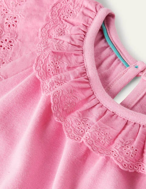 Broderie Detail Jersey Dress - Plum Blossom Pink Broderie Detail Jersey Dress - Plum Blossom Pink