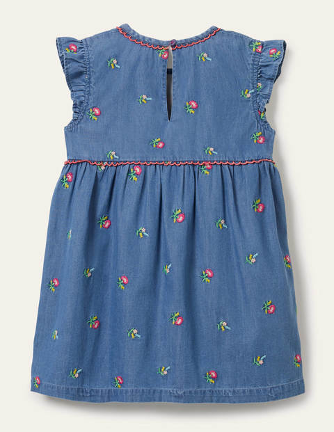 Embroidered Woven Tunic - Chambray Flowers Embroidered Woven Tunic - Chambray Flowers
