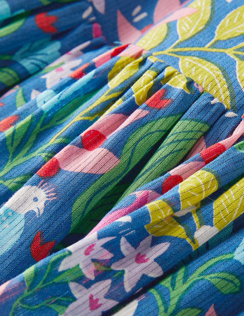 Frill Strap Dress - Venice Blue Tropical Garden Frill Strap Dress - Venice Blue Tropical Garden