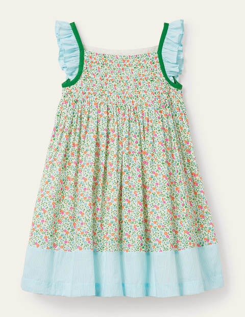 Frill Strap Dress - Ivory Forget-Me-Not Floral