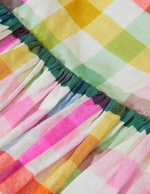 Frill Strap Dress - Multi Rainbow Gingham Frill Strap Dress - Multi Rainbow Gingham