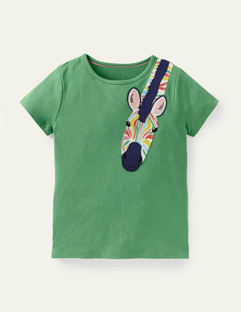 Appliqué Front & Back T-shirt - Iguana Green Zebra Appliqué Front & Back T-shirt - Iguana Green Zebra