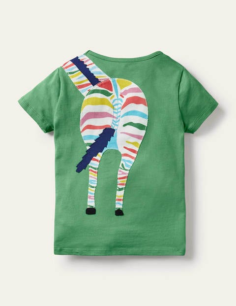 Appliqué Front & Back T-shirt - Iguana Green Zebra Appliqué Front & Back T-shirt - Iguana Green Zebra