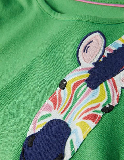 Appliqué Front & Back T-shirt - Iguana Green Zebra Appliqué Front & Back T-shirt - Iguana Green Zebra