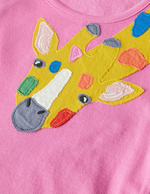 Appliqué Front & Back T-shirt - Plum Blossom Pink Giraffe Appliqué Front & Back T-shirt - Plum Blossom Pink Giraffe