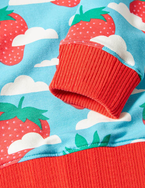 Retro Printed Sweatshirt - Aqua Blue Strawberry Sky Retro Printed Sweatshirt - Aqua Blue Strawberry Sky
