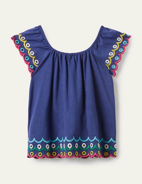 Scallop Detailed Top - Starboard Blue Scallop Detailed Top - Starboard Blue