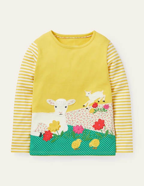 Appliqué Hotchpotch T-shirt - Sweetcorn Yellow Lambs Appliqué Hotchpotch T-shirt - Sweetcorn Yellow Lambs