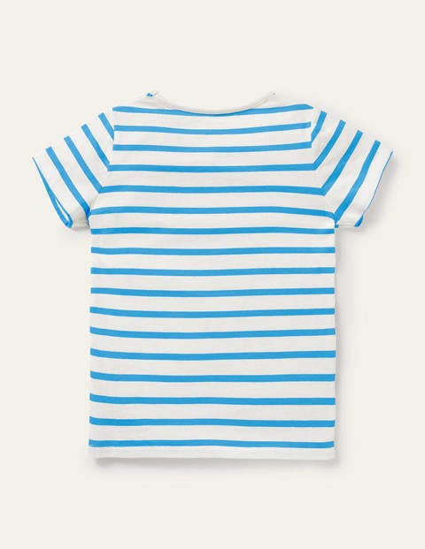 Gestreiftes T-Shirt mit Applikation - Ivory/ Moroccan Blue Weather Gestreiftes T-Shirt mit Applikation - Ivory/ Moroccan Blue Weather