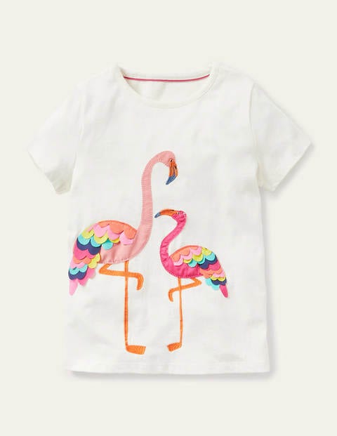 Charming Appliqué T-shirt - Ivory Flamingo Charming Appliqué T-shirt - Ivory Flamingo