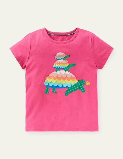 Charming Appliqué T-shirt - Party Pink Turtle Charming Appliqué T-shirt - Party Pink Turtle