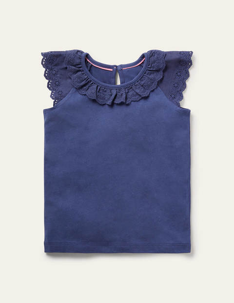 Broderie Detail Jersey Top - Starboard Blue Broderie Detail Jersey Top - Starboard Blue