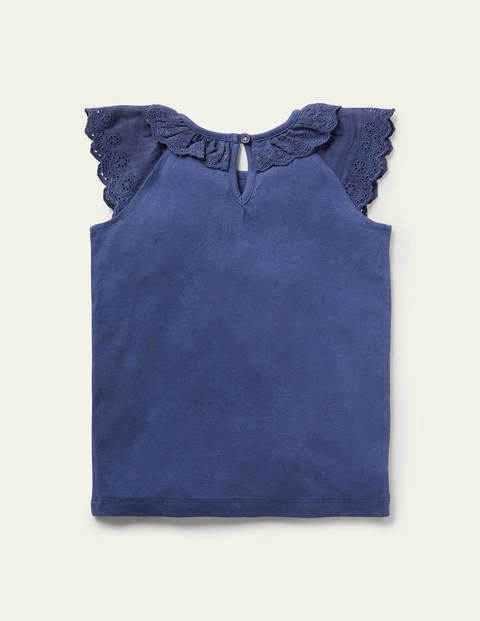 Broderie Detail Jersey Top - Starboard Blue Broderie Detail Jersey Top - Starboard Blue