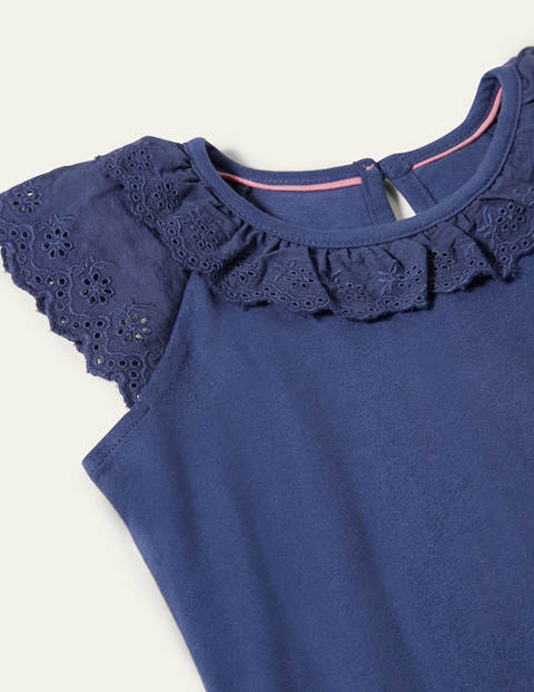 Broderie Detail Jersey Top - Starboard Blue Broderie Detail Jersey Top - Starboard Blue