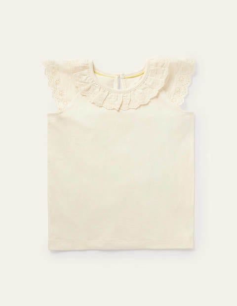 Broderie Detail Jersey Top - Ivory Broderie Detail Jersey Top - Ivory