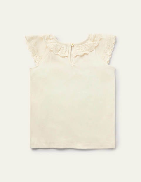 Broderie Detail Jersey Top - Ivory Broderie Detail Jersey Top - Ivory