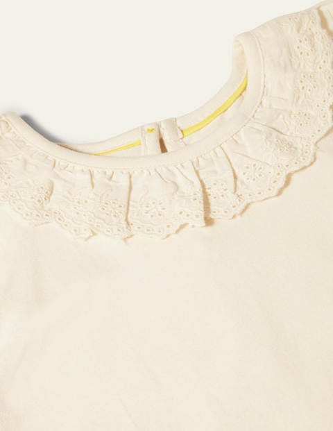 Broderie Detail Jersey Top - Ivory Broderie Detail Jersey Top - Ivory