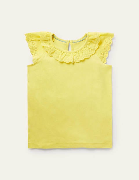 Broderie Detail Jersey Top - Sweetcorn Yellow Broderie Detail Jersey Top - Sweetcorn Yellow