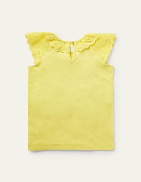 Broderie Detail Jersey Top - Sweetcorn Yellow Broderie Detail Jersey Top - Sweetcorn Yellow