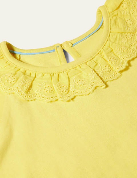 Broderie Detail Jersey Top - Sweetcorn Yellow Broderie Detail Jersey Top - Sweetcorn Yellow