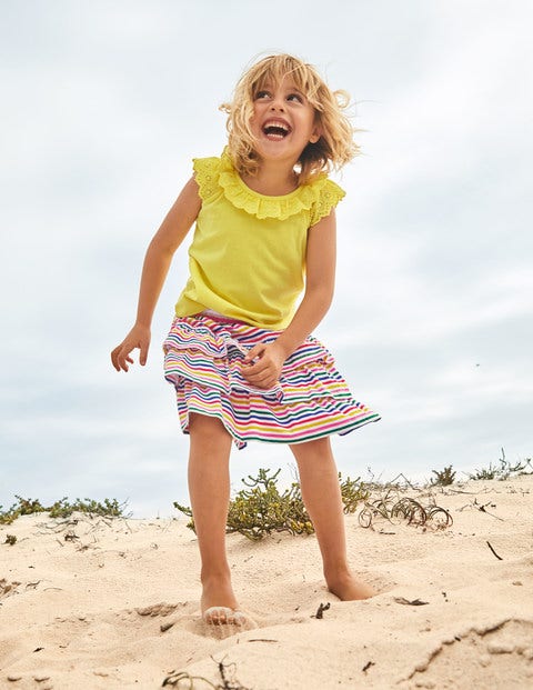 Broderie Detail Jersey Top - Sweetcorn Yellow Broderie Detail Jersey Top - Sweetcorn Yellow