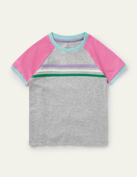 T-shirt flammé à manches raglan - Gris chiné T-shirt flammé à manches raglan - Gris chiné