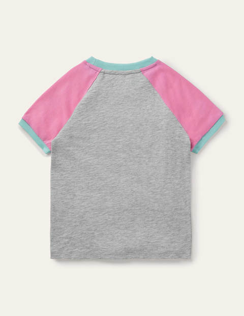 T-shirt flammé à manches raglan - Gris chiné T-shirt flammé à manches raglan - Gris chiné