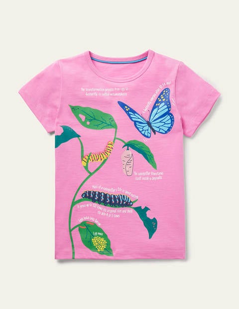 Fun Facts Graphic T-shirt - Plum Blossom Pink Butterfly