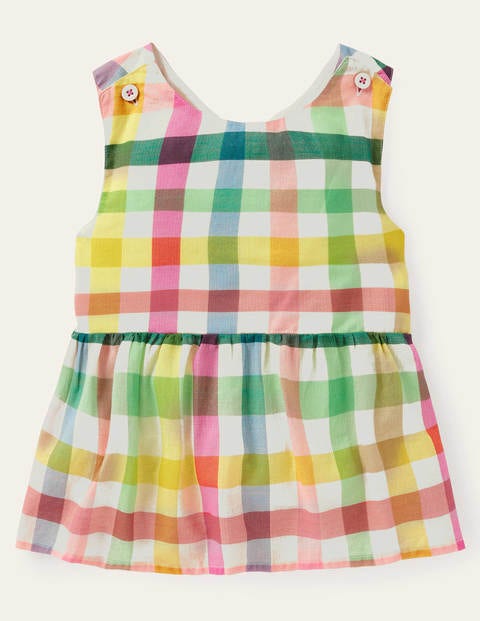 Cross-Back Woven Top - Multi Rainbow Gingham Cross-Back Woven Top - Multi Rainbow Gingham