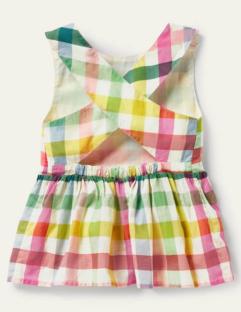Cross-Back Woven Top - Multi Rainbow Gingham Cross-Back Woven Top - Multi Rainbow Gingham